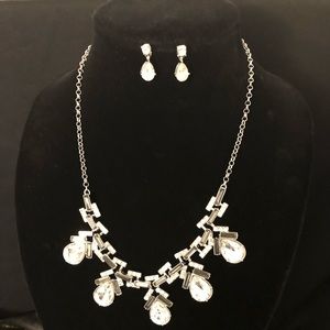 Clear and Black rhinestone jewelry set.